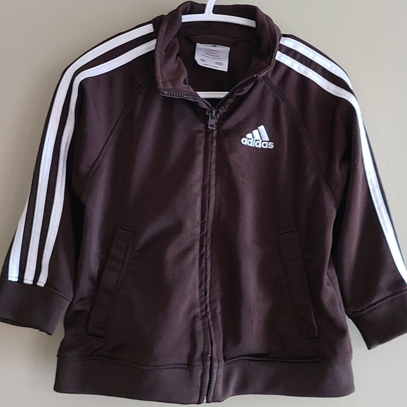 Adidas athletic dark brown zip up sweater - Picture 1 of 4